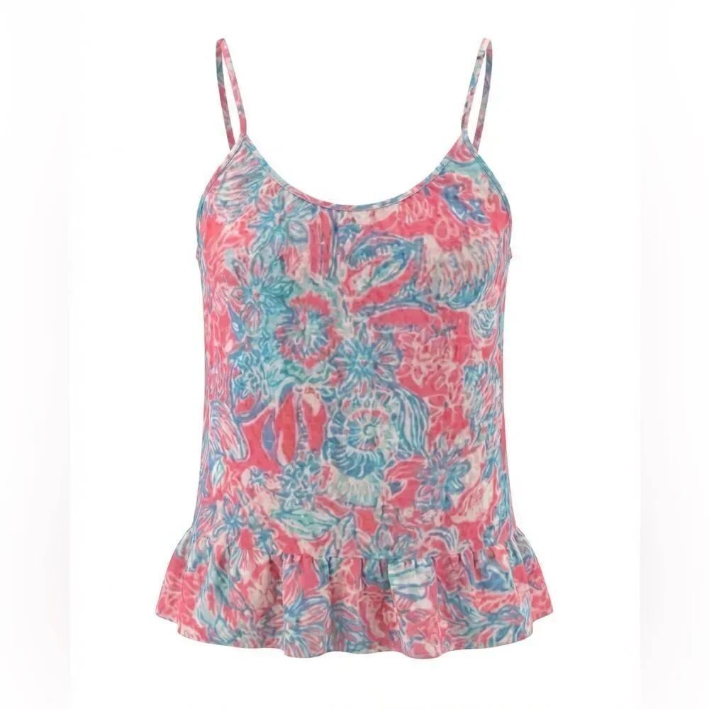 LILLY PULITZER WOMENS TANK TOP SIZE XS PINK LT BLUE